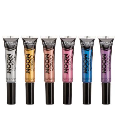Metallic Hair Color Streaks | Cosmic Moon 0.50fl oz - Set of 6 | Temorary Wash Out Hair Dye