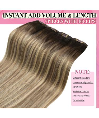Youngsee Balayage Clip-in Hair Extensions | Real Hair Brown to Blonde | 35cm - 7PCS - Buy Online on SooperMarket.com