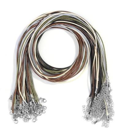 Paxcoo 50Pcs Necklace Cord with Clasp - 24 Inch Waxed Cotton Cord for Jewelry Making Supplies - Buy Online on SooperMarket.com