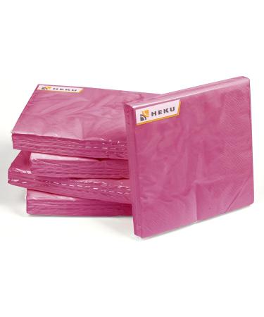 HEKU 100 Single-Colored Pink Napkins - 3-Layer 33x33cm | Highly Absorbent & Stylish | Perfect for Events & Gastronomy | Practical 5-Pack - Buy Online on SooperMarket.com