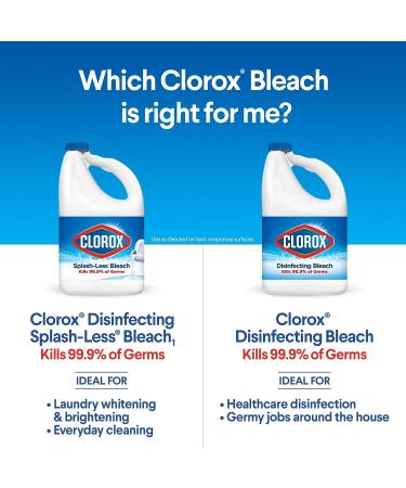 Clorox Splash-Less Bleach - 40oz, Pack of 2 | Disinfecting Formula Kills 99.9% Bacteria & Viruses - Buy Online on SooperMarket.com