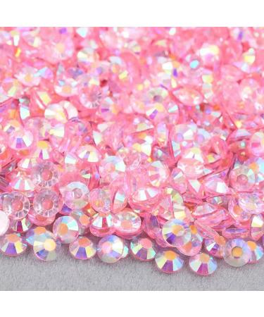 Niziky 5000PCS 4mm Resin Flatback Rhinestones  Transparent Flatback Rhinestones Crystal for Crafts  Light Pink AB Color Flatback Jelly Resin Rhinestones for Shoes  Mugs  Bottles  Cups  Crafts SS16/4MM Light Pink AB