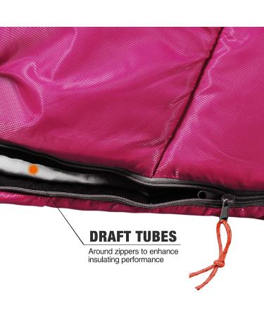 RED CAMP Kids Mummy Sleeping Bag for Camping - 3 Season Cold Weather Bag, Blue/Rose Red Pink, 2.4lbs Filling - Buy Online on SooperMarket.com