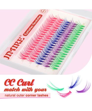 JIMIRE CL03 Colored Lash Clusters Individual Eyelashes - 100Pcs 14mm 3D Effect Pink Lashes for DIY Eyelash Extensions - CC Curl Wispy, Natural Look, Reusable Pack - 4 Colors - Buy Online on SooperMarket.com