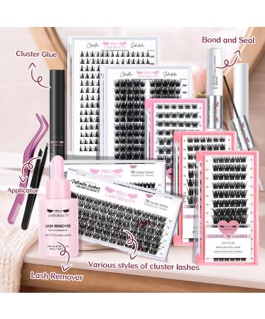 DIY Cluster Lashes 72 Pcs | D-16mm Thin Band Individual Eyelash Extensions | Easy to Apply at Home | First Glance - Buy Online on SooperMarket.com