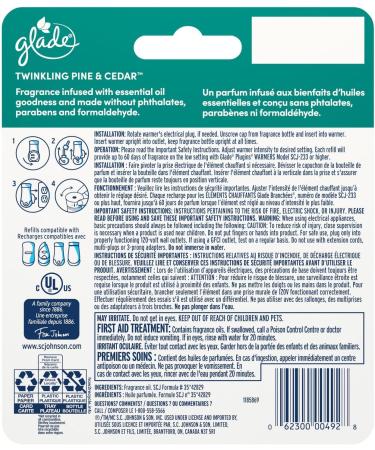 Glade PlugIns Air Freshener Starter Kit Scented and Essential Oils for Home and Bathroom Twinkling Pine & Cedar 1 Warmer and 1 Refill Pine Wonderland - Buy Online on SooperMarket.com