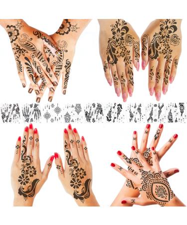 9 Sheets Henna tattoo stickers Kit   Indian Waterproof temporary hand tattoo stickers  Lasting for Beach  Festivals  & Parties