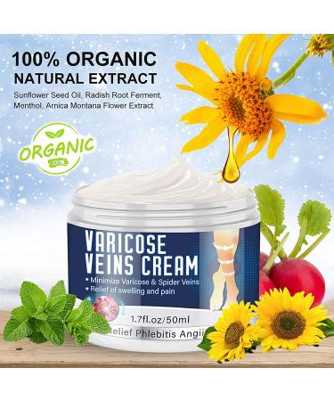 Varicose Veins Cream - Natural Treatment for Legs, Improve Blood Circulation, Strengthen Capillaries & Relieve Tired Legs - Buy Online on SooperMarket.com