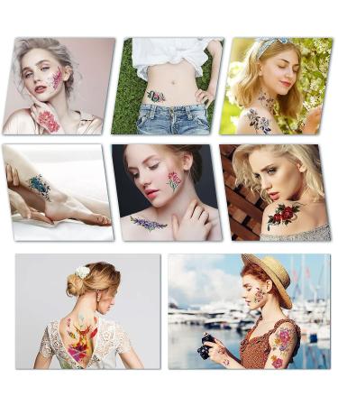 Floral Temporary Tattoos for Women and Kids Waterproof Fake Tattoos for Adults Butterfly, Lion, Deer Designs Realistic Body Art Stickers (50 Sheets) - Buy Online on SooperMarket.com