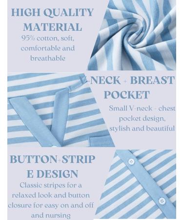 Marvmys Maternity Nightdress for Breastfeeding & Hospital - XL, Blue - Nursing Nightgown with 3/4 Sleeves, V Neck, Button Down - Soft Sleepwear for Pregnant Women - Buy Online on SooperMarket.com