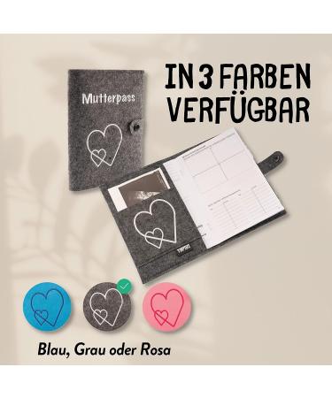 Riijk Gray Felt Mutterpass Cover with Closure & Ultrasound Photo Bag - Ideal German Mother Pass Gift - Buy Online on SooperMarket.com