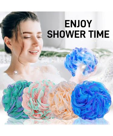 4 Pack XL Soft Nylon Loofah Bath Sponge for Exfoliating Shower Scrubber - Men and Women Beauty Bathing Accessory Set - Buy Online on SooperMarket.com