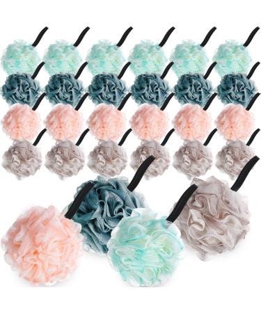 24 Pcs Loofahs Bulk Bath Shower Sponge 50g Soft Net Body Scrubber Sponge Ball Body Shower Pouf Bath Scrunchies Shower Loofah for Kid Men and Women