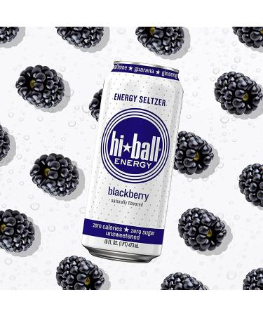 Hiball Clean Energy Seltzer Water - Caffeinated Sparkling Water with Vitamin B12 & B6 - Sugar Free - 8 Pack (16 Fl Oz each) - Blackberry Flavor - Buy Online on SooperMarket.com