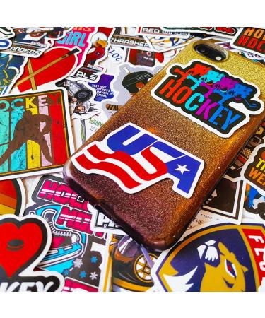 Hockey Stickers for Kids & Adults (100 pcs) | Waterproof Sports Vinyl Sticker Set for Laptop, Scrapbook | Re-Stickable Helmet, Luggage, Water Bottle Stickers by GlibertVillageGoods - Buy Online on SooperMarket.com