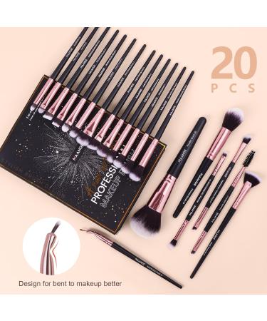 20-Piece Professional Makeup Brush Set | Travel Kabuki & Eyeshadow Brushes in Gift Box - Best for Makeup Lovers - Buy Online on SooperMarket.com