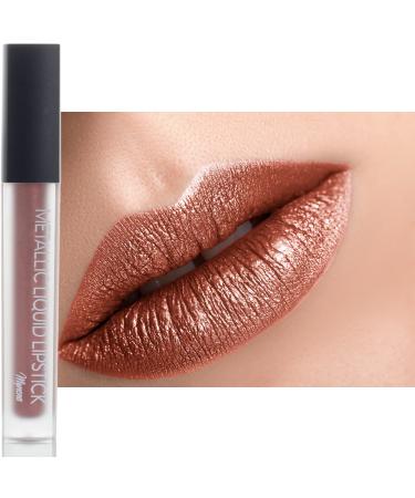 Mynena Metallic Lipstick Liquid Sexy Frosted Lightweight Long Lasting Non-Transferable Waterproof | Gluten-Free Paraben-Free Talc-Free Cruelty-Free and Vegan | Copper Light Copper