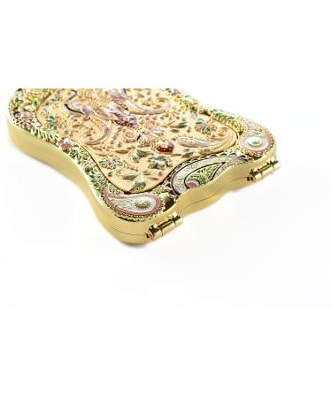 Jinvun Antique-Like Compact Mirror: Durable Travel Makeup Mirror - Shield Shape, Magnification, & Clear Reflection - Vintage Design - Unique Jewellery Gift - Gold02 - Buy Online on SooperMarket.com