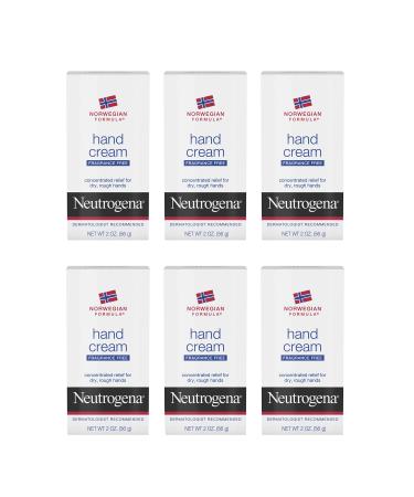 Neutrogena Norwegian Formula Moisturizing Hand Cream Formulated with Glycerin for Dry, Rough Hands, Fragrance-Free Intensive Hand Lotion, 2 oz, Pack of 6