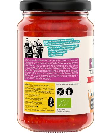 PPURA BIO Tomato Sauce for Kids - No Added Sugar 100% Natural Italian Made | Piece-Free Pasta Sauce | Donate a Portion | 340g Glass - Buy Online on SooperMarket.com