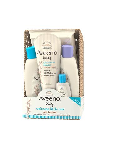 Aveeno Baby Welcome Little One Gift Basket - Baby Skincare Set with Body Wash, Shampoo, Bath Wash, Wipes, and Lotion - Buy Online on SooperMarket.com