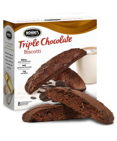 Nonni's Triple Chocolate Biscotti Italian Cookies - Triple Chocolate Italian Biscotti Cookies w/ Dark Chocolate - Biscotti Individually Wrapped Cookies - Kosher - 6.88 oz