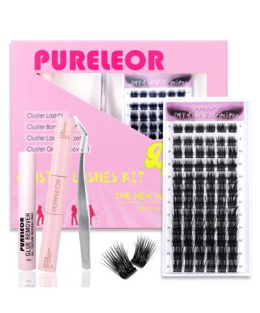 Individual Cluster Lashes Kit DIY Individual Lash Extension Kit Bond and Seal Clusters Eyelash Applicator Cluster Lash Remover Kit Individual Lashes Kit at Home (72Pcs 8-16MM) Spiffy Kit