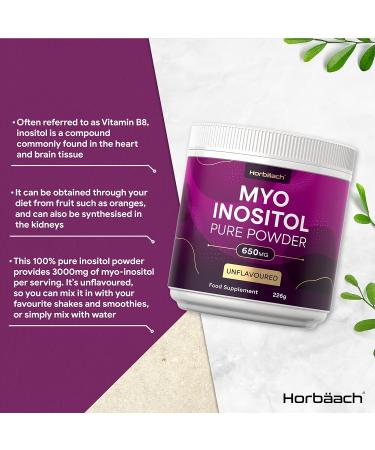 Inositol Powder 650mg | Pure Myo-Inositol Supplement for PCOS Support | Vitamin B8 | 226g | Vegan & Unflavoured by Horbaach - Buy Online on SooperMarket.com