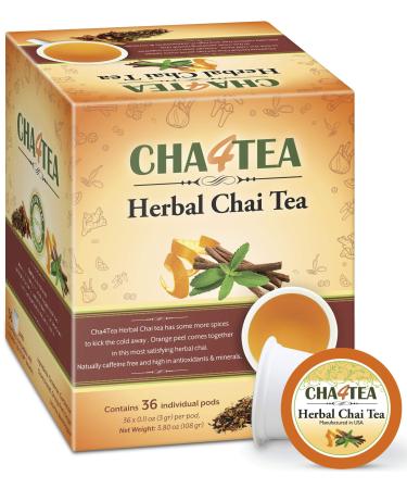 Cha4TEA 36-Count Herbal Chai Tea Pods for Keurig K-Cup Brewers