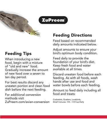 ZuPreem Natural Pellets Bird Food for Medium Birds - Daily Nutrition - Made in USA - Cockatiels, Quakers, Lovebirds, Small Conures - 2.5 lb (Pack of 2) - Buy Online on SooperMarket.com