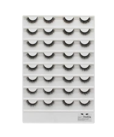 Dedila 16Pairs Short Eyelashes Natural Daily 3D Mink False Eyelashes Double Layer Fluffy Makeup Soft and Lightweight Volume Eye Lashes Extensions Reusable (X02)