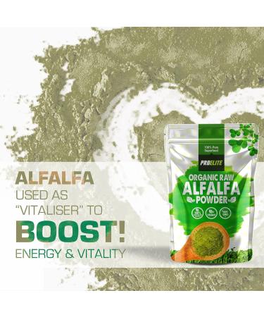 Organic Alfalfa Powder 250g Support Energy and Stress Vegan Keto Green Superfood Supergreen Raw Natural Alfalfa Powder Juice Shots PROELITE - Buy Online on SooperMarket.com