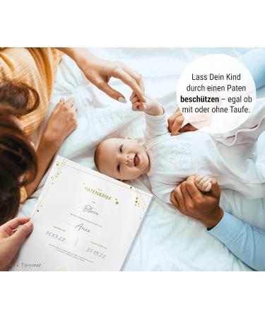 Frank Paperman 3x Set Golden Sponsorship Certificate & Letter | Perfect Gift for Godfather & Godparent | Baptismal Keepsake with Gold Embossing - Buy Online on SooperMarket.com