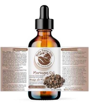 Moringa Oil. 120ml. Cold-pressed. Unrefined. 100% Pure. Anti-aging. Hydrates Skin & Hair. Seals in Moisture. Lightweight. Natural Moisturizer for All Skin Types  - Buy Online on SooperMarket.com