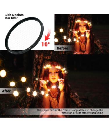 PROfezzion 67mm Star Filter Kit - 3 Pieces (4, 6, 8 Points) for Canon/Sony Camera Lens - Adjustable Starburst & Cross Star Effect Filter Set - Buy Online on SooperMarket.com