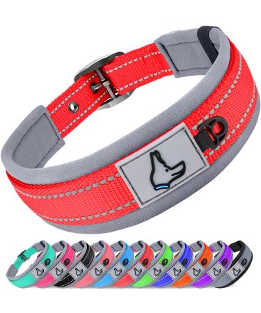 Joytale dog collar softly padded neoprene collars for extra large dogs nylon reflective wide collar dog red XL (1 Pack) red