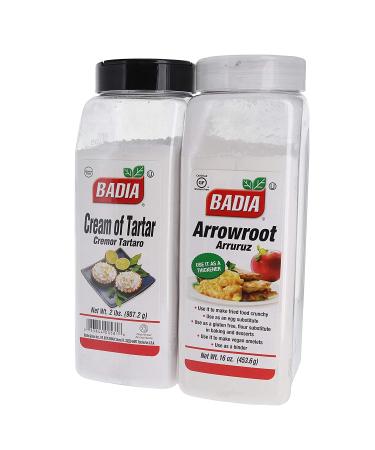 Badia Arrowroot and Cream of Tartar Seasoning Bundle (Set of 2) | Gluten-Free Baking Flour Substitute with Penguin Measurements Card - Buy Online on SooperMarket.com