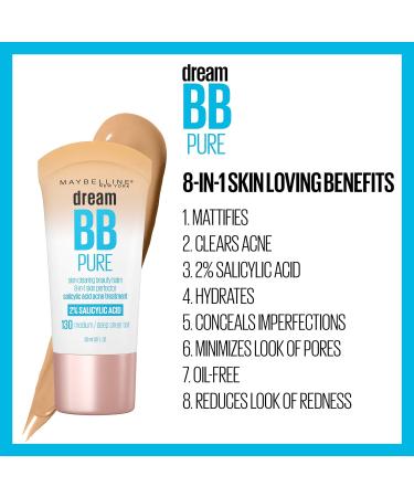 Maybelline Dream Pure BB Cream 8-in-1 Skin Clearing Perfector Light/Medium 1 oz - Pack of 2 - Buy Online on SooperMarket.com