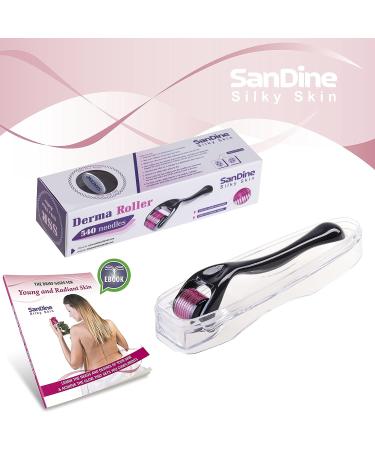 Sandine Microneedle Derma Roller - 540 Titanium Micro Needle Skin Care System (0.3mm) | Promotes Youthful & Radiant Skin | Includes FREE E-Book - Buy Online on SooperMarket.com