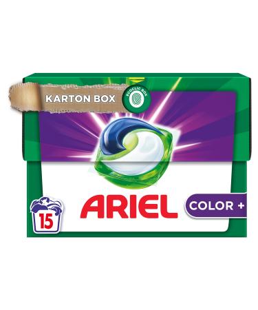 Ariel allin1 pods detergent capsules color+ excellent stain removal even at low water temperatures 15 wash loads fresh 15 ml (1 Pack)