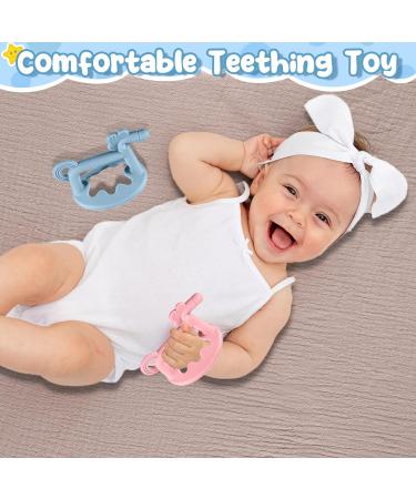 Sratte 3 Pack Silicone Baby Teething Toys for Babies 0-6 Months - Anti-Drop Hand Teether Set for Sucking Needs - Less Dust Baby Chew Toy - Perfect Baby Gift - Buy Online on SooperMarket.com