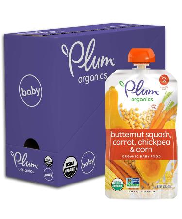 Plum Organics Stage 2 Baby Food Pouch - Butternut Squash, Carrot, Chickpea & Corn | 6 Pack, 3.5 oz | Organic Purees for Babies & Toddlers - Buy Online on SooperMarket.com