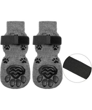 NeuWook Dog Socks 4 Pcs Rubber Anti-Slip Breathable Dog Paw Protector with Strap Puppy Dog Cat Socks Outdoor Indoor for Small Medium Large Dogs(S) S Grey - Buy Online on SooperMarket.com