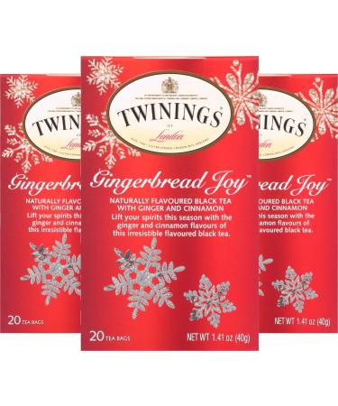 Twinings Gingerbread Joy Christmas Tea - 3 x 20 individually wrapped tea bags