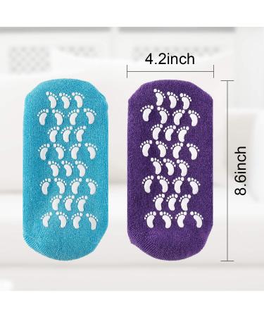 Moisturizing Gel Heel Spa Socks for Soft, Smooth Feet - Infused with Essential Oils - (Blue & Purple) - Women & Men - Buy Online on SooperMarket.com