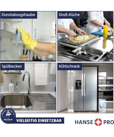 Hanse Pro Stainless Steel Cleaner - Ready to Use Fragrance-Free & Dye-Free Strip-Free Cleaning for Kitchen & Grill (4 x 500 ml) - Buy Online on SooperMarket.com