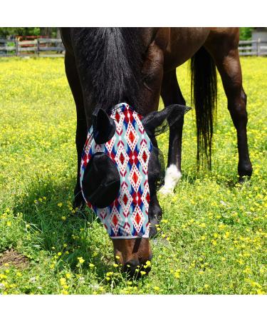 Harrison Howard Super Comfort Stretchable Fly Mask for Horses | UV Protection Soft & Breathable | XL Extra Full Size Tribal Abstract - Buy Online on SooperMarket.com
