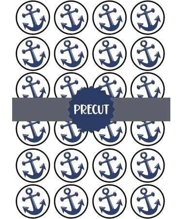 PRECUT Anchor Edible Cupcake Toppers - Navy Sailor Fisherman Theme Premium Thickness SWEETENED VANILLA - wafer card disc cake decorations (Pack of 12) - Buy Online on SooperMarket.com