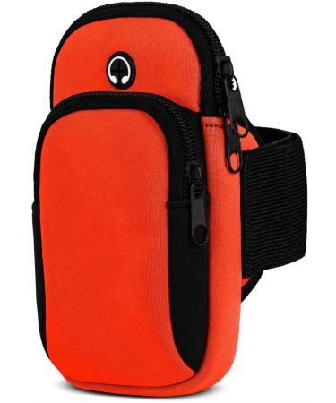 Moex cell phone bag jogging for Samsung Galaxy Z Flip 5 SportArm band cell phone from neoprene cell phone holder arm to run sports bracelet running bracelet with 2 compartments running bag jogging - orange