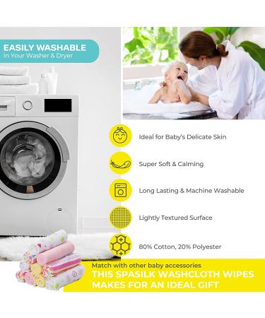 Spasilk Newborn Washcloth Wipes Set - Soft Terry Cloth, 10 Pack Pink Lines - Buy Online on SooperMarket.com
